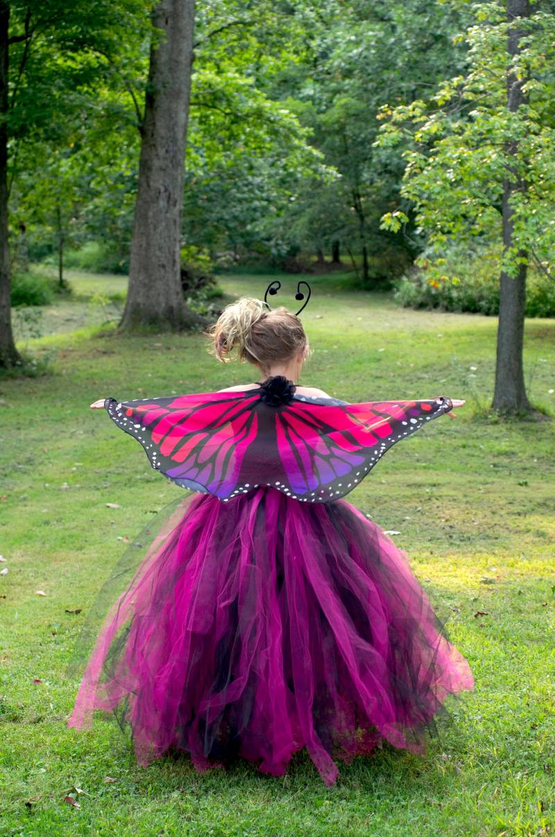 Schmetterling Halloween Kostüm, Mädchen Kleid, Kleinkind Erwachsene Tutu Rock, Kinder Monarch Schmetterling, Hot Pink Lila Schwarz, Kind von OnceUponATimeTuTus