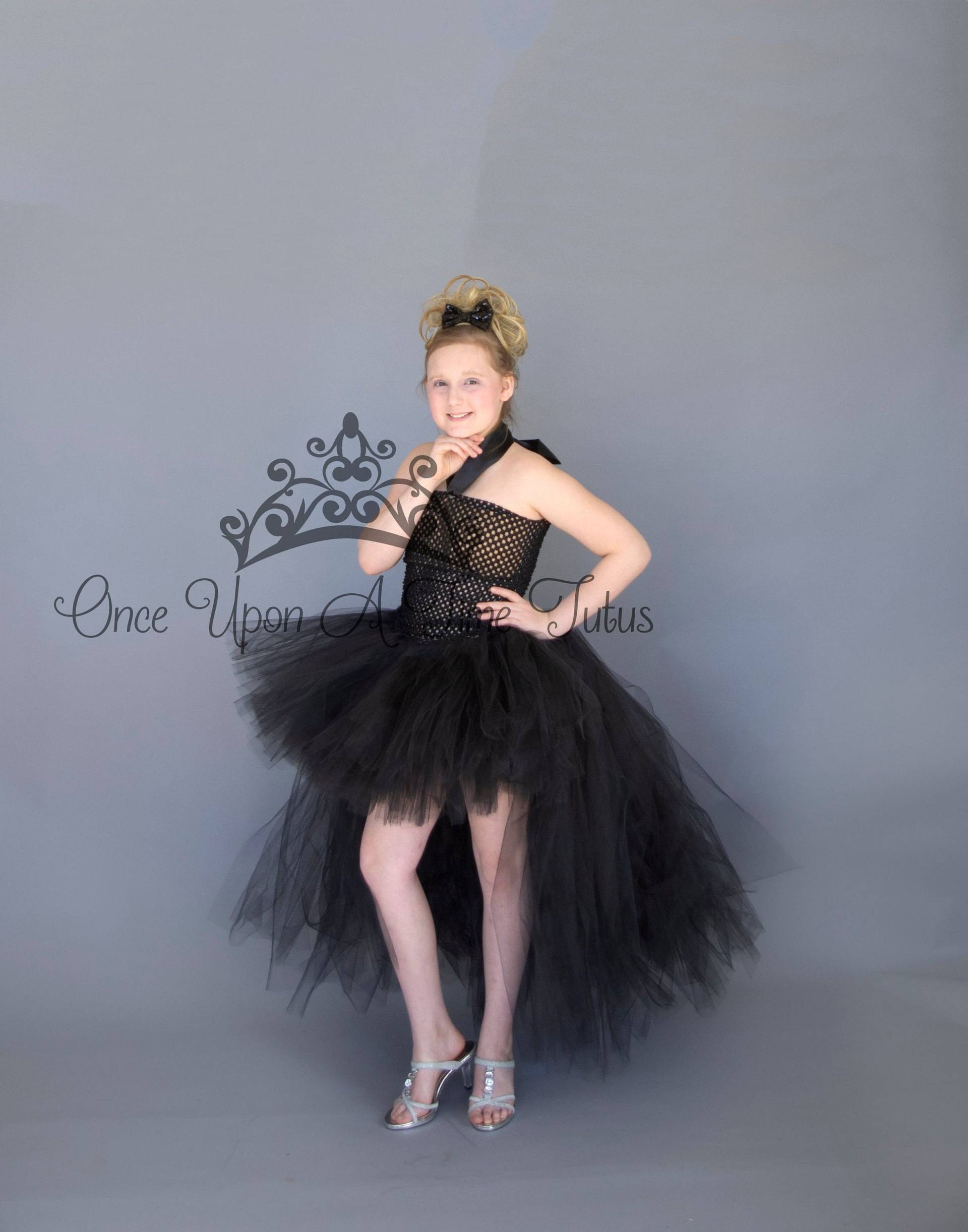 Schwarz High Low Tutu, Geburtstag Outfit, Hexe Halloween Kostüm, Mädchen Kleid, Kind Rock, Erwachsene Schwarzen Hallo Lo, Kleinkind Kinder Größe von OnceUponATimeTuTus