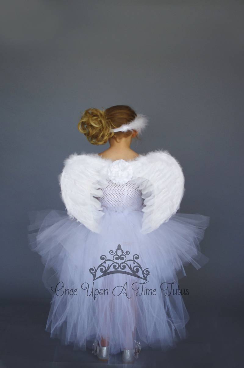 Weiße Feder Engelsflügel - Pegasus Pferd Amor Zahn Fee Kostüm Kleine Mädchen Teen Größe Tragbar Kleid Flügel Blume Verschönert von OnceUponATimeTuTus
