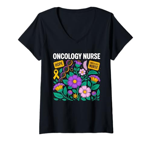 Damen Onkologie Krankenschwester Boho Blumen Wildblumen Hoffnung T-Shirt mit V-Ausschnitt Damen Onkologie Krankenschwester Boho Blumen Wildblumen Hoffnung T-Shirt mit V-Ausschnitt von Oncology Squad Boho Floral Care Crew