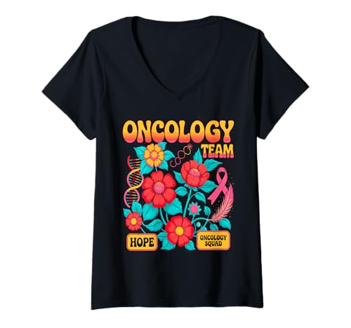 Damen Onkologie Team Squad Boho Blumen, Hoffnung & Mut T-Shirt mit V-Ausschnitt Damen Onkologie Team Squad Boho Blumen, Hoffnung & Mut T-Shirt mit V-Ausschnitt von Oncology Squad Floral Wellness