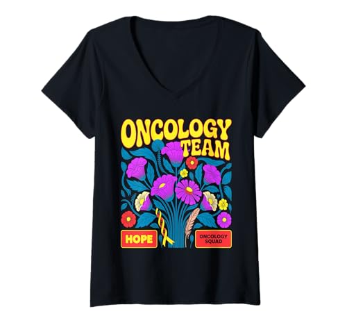 Damen Onkologie Team Squad Boho Blumen, Hoffnung & Mut T-Shirt mit V-Ausschnitt Damen Onkologie Team Squad Boho Blumen, Hoffnung & Mut T-Shirt mit V-Ausschnitt von Oncology Squad Floral Wellness