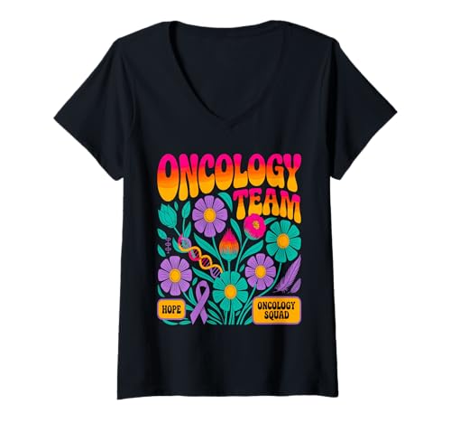 Damen Onkologie Team Squad Boho Blumen, Hoffnung & Mut T-Shirt mit V-Ausschnitt Damen Onkologie Team Squad Boho Blumen, Hoffnung & Mut T-Shirt mit V-Ausschnitt von Oncology Squad Floral Wellness