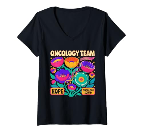 Damen Onkologie Team Squad Boho Blumen, Hoffnung & Mut T-Shirt mit V-Ausschnitt Damen Onkologie Team Squad Boho Blumen, Hoffnung & Mut T-Shirt mit V-Ausschnitt von Oncology Squad Floral Wellness