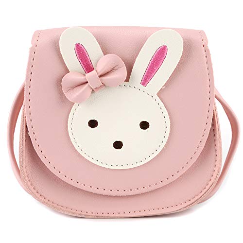 Ondeam Kleine Kaninchen Ohr Bogen Crossbody Geldbörse, PU Schulter Handtasche für Kinder Mädchen Kleinkinder (Rosa) von Ondeam
