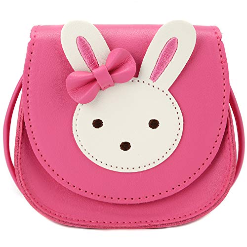 Ondeam Kleine Kaninchen Ohr Bogen Crossbody Geldbörse, PU Schulter Handtasche für Kinder Mädchen Kleinkinder (Rose Pink) von Ondeam