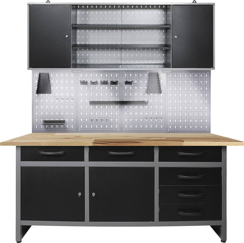 ONDIS24 Werkstatt-Set "Karsten" 160 cm, mit LED Touch-Lampen, inkl. Hakenset von Ondis24