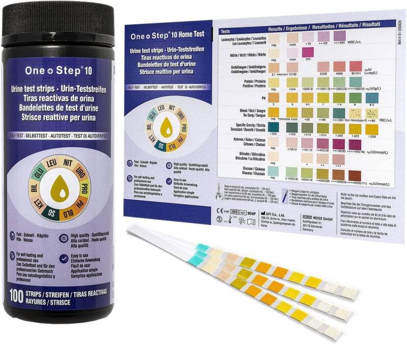 One+Step Harnsäure-Teststreifen Gesundheitstest - Urin Teststreifen für 10 Indikatoren, 100-St. von One+Step