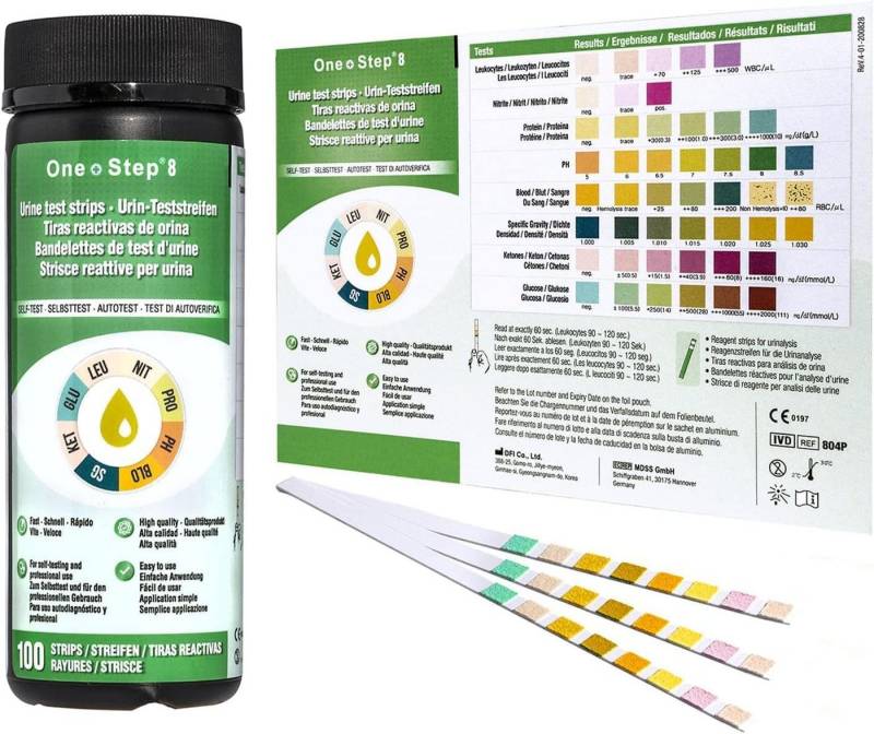 One+Step Harnsäure-Teststreifen Gesundheitstest - Urin Teststreifen für 10 Indikatoren, 100-St. von One+Step
