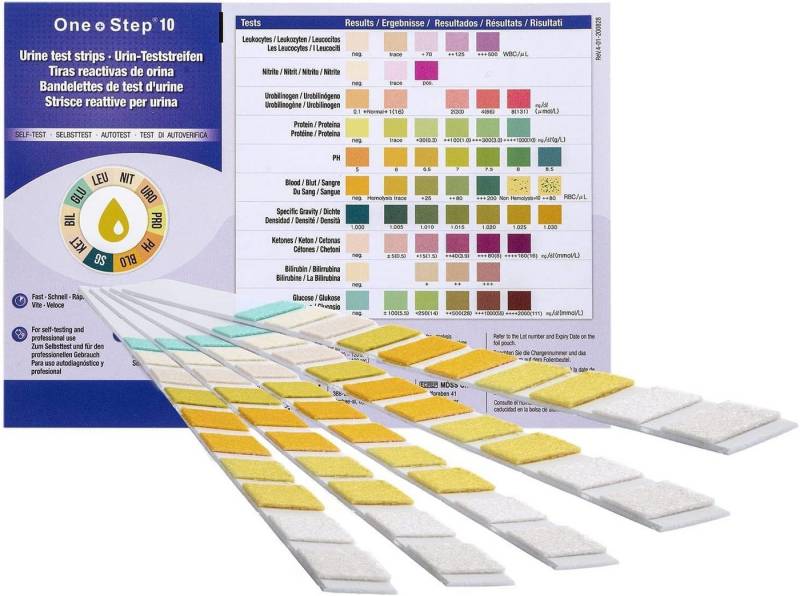 One+Step Harnsäure-Teststreifen Gesundheitstest - Urin Teststreifen für 10 Indikatoren, 15-St. von One+Step