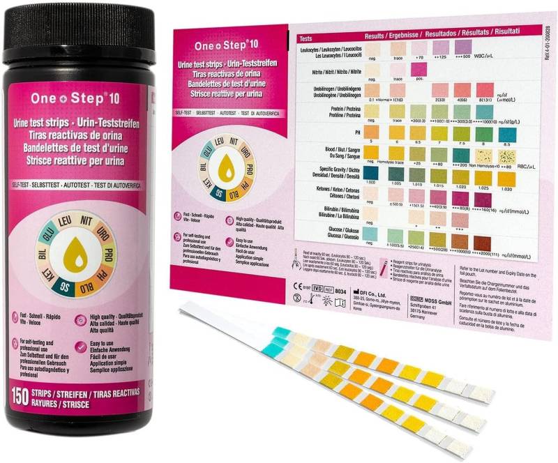 One+Step Harnsäure-Teststreifen Gesundheitstest - Urin Teststreifen für 10 Indikatoren, 150-St. von One+Step
