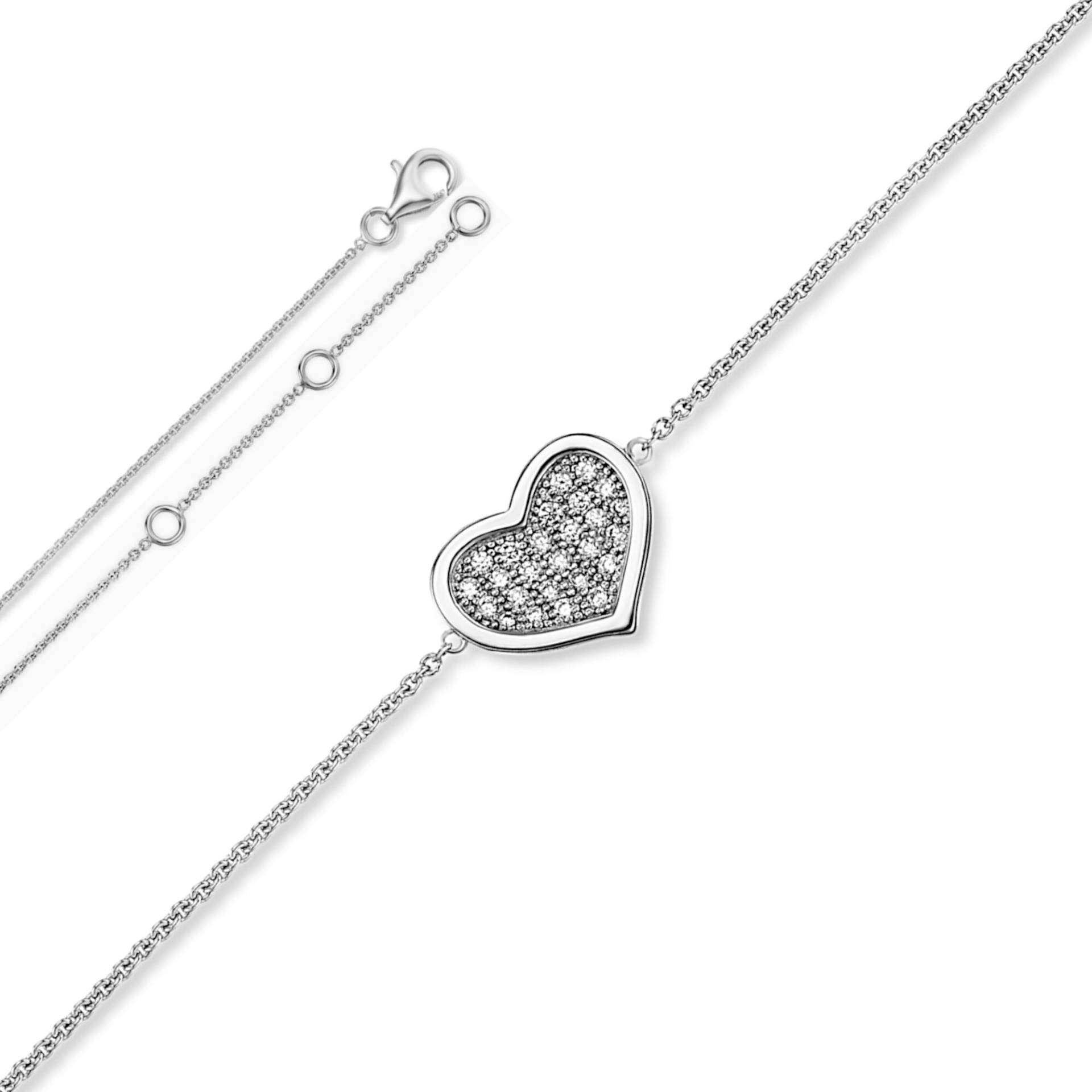 ONE ELEMENT Silberarmband "Zirkonia Herz Armband aus 925 Silber 18 cm", Herz von One Element