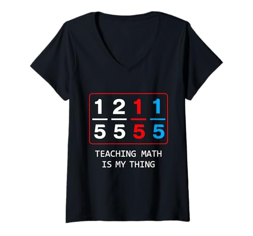 Damen Ein Fünftel Zwei Fünftel Rot Fünftel Blau Fünftel Mathe T-Shirt mit V-Ausschnitt Damen Ein Fünftel Zwei Fünftel Rot Fünftel Blau Fünftel Mathe T-Shirt mit V-Ausschnitt von One Fifth Fun Mathematics Teacher Humor