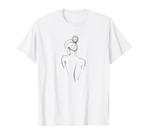 One Line Rücken einer Frau Back of a woman Linie Strich T-Shirt von One Line Art Designs