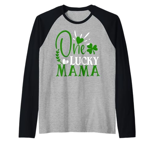 One Lucky Mama Mom St. Patricks Kleeblatt Frauen Männer Irisches Geschenk Raglan von One Lucky Mama St Patrick's Day Funny Shamrock Tee