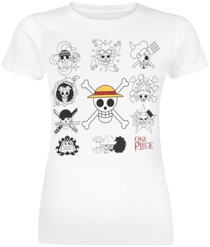 One Piece Skulls Frauen T-Shirt weiß M 100% Baumwolle Anime, Fan-Merch, Filme, TV-Serien von One Piece