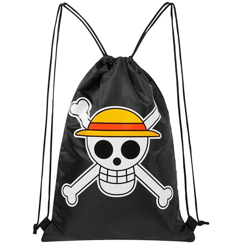 One Piece Turnbeutel Schwarz, Drawstring Bag Beutel Rucksack Kinder mit Kordeln - Anime Merch von One Piece