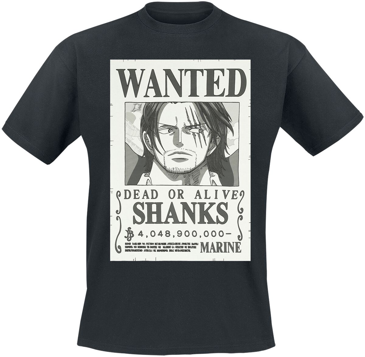 One Piece Wanted - Dead or Alive - Shanks T-Shirt schwarz in S von One Piece