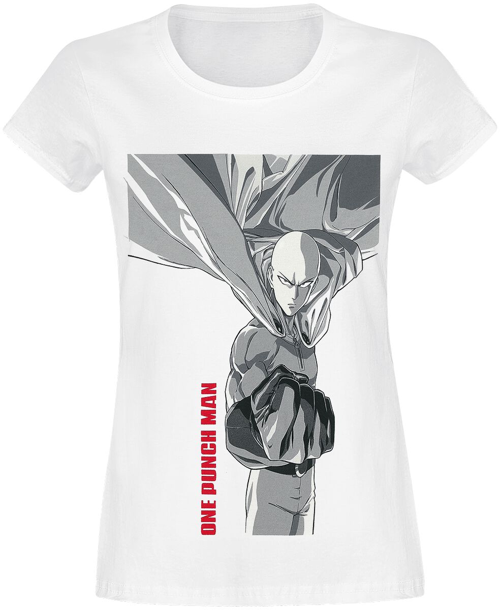 One Punch Man - Anime T-Shirt - Punch - S bis XL - für Damen - Größe L - weiß  - Lizenzierter Fanartikel von One Punch Man