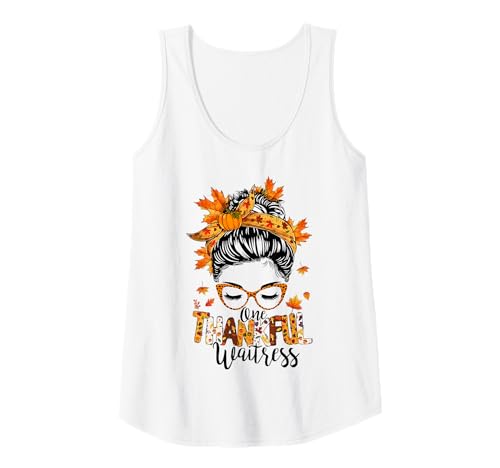 Damen One Thankful Waitress Messy Bun Herbst Thanksgiving Tank Top Damen One Thankful Waitress Messy Bun Herbst Thanksgiving Tank Top von One Thankful Waitress Thanksgiving Messy Bun