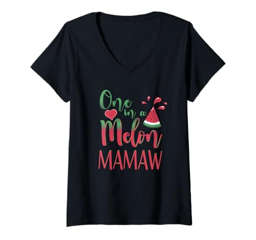 Damen One in a Melon Mamaw Matching Family Wassermelone Party Sommer T-Shirt mit V-Ausschnitt Damen One in a Melon Mamaw Matching Family Wassermelone Party Sommer T-Shirt mit V-Ausschnitt von One in a Melon Mamaw