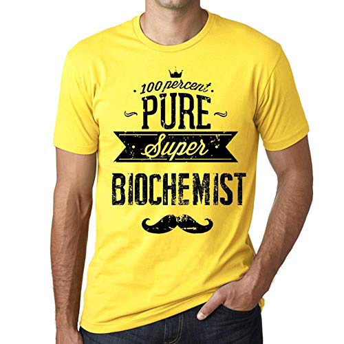 Herren Grafik T-Shirt 100% Reiner Super-Biochemiker – 100% Pure Super Biochemist – Öko-Verantwortlich Vintage Jahrgang Kurzarm Lustige Druck Geburtstag Geschenk Mann Zitrone L von One in the City