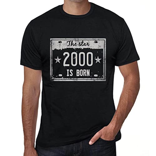 Herren Grafik T-Shirt Der Stern Wird im Jahr 2000 geboren – The Star is Born in 2000 – Geschenk 24. Geburtstag Jahrestag 24 Jahre Jubiläum 24 Jährige Mann Jahrgang 2000 Kurzarm Lustige Druck Du von One in the City