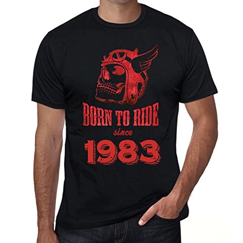 Herren Grafik T-Shirt Geboren um zu Fahren seit 1983 – Born to Ride 1983 – Geschenk 41. Geburtstag Jahrestag 41 Jahre Jubiläum 41 Jährige Mann Jahrgang 1983 Kurzarm Lustige Druck Dunkelschwarz L von One in the City