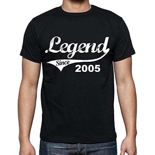 Herren Grafik T-Shirt Legende seit 2005 – Legend Since 2005 – Geschenk 19. Geburtstag Jahrestag 19 Jahre Jubiläum 19 Jährige Mann Jahrgang 2005 Kurzarm Lustige Druck Dunkelschwarz L von One in the City