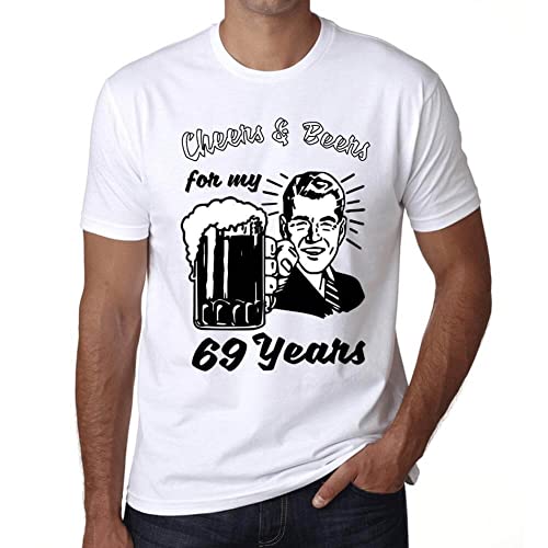 Herren Grafik T-Shirt Prost und Bier auf Meine 69 Jahre – Cheers and Beers for My 69 Years – Geschenk 69. Geburtstag Jahrestag 69 Jahre Jubiläum 69 Jährige Mann Jahrgang 1955 Kurzarm Lustige Druc von One in the City
