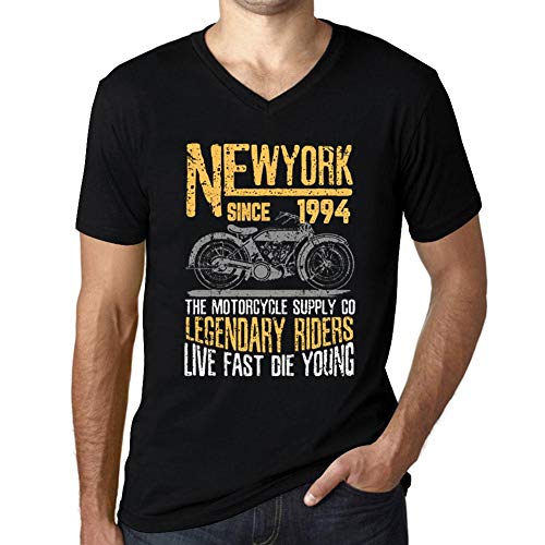 Herren Grafik T-Shirt V-Ausschnitt – Motorcycle Legendary Riders Since 1994 – Geschenk 31. Geburtstag Jahrestag 31 Jahre Jubiläum 31 Jährige Mann Jahrgang 1994 Kurzarm Lustige Druck Dunkelschwarz 5XL von One in the City