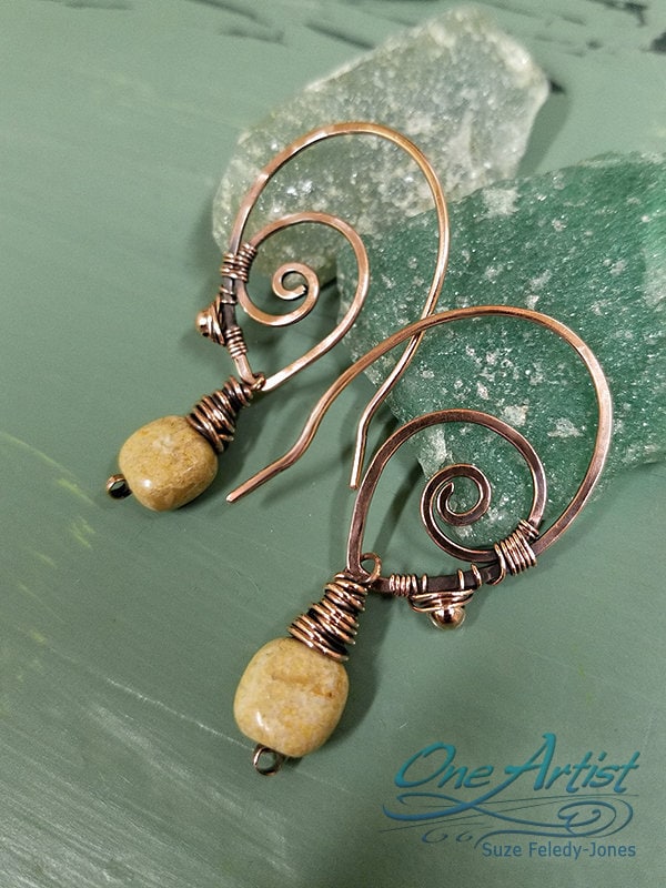 Fluss Rock Spirale Ohrringe, Made To Order-Creolen, Baumeln, Draht Gewickelt Kupfer, Silber, Edelstahl, Rosegold Oder 14K Gold Fluss Rock Spirale Ohrringe, Made To Order-Creolen, Baumeln, Draht Gewickelt Kupfer, Silber, Edelstahl, Rosegold Oder 14K Gold von OneArtistUSA
