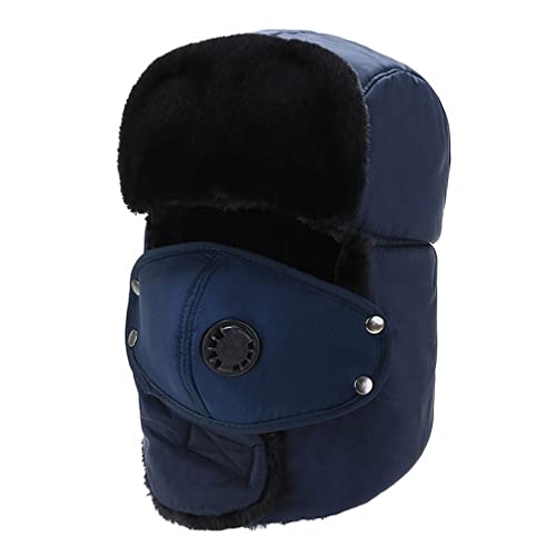 Unisex Wintermütze mit Ohrenklappen, Fellmütze, Kunstfellmütze, Fliegermütze; Hält Warm Beim Skifahren, Schlittschuhlaufen und Anderen Outdoor-Aktivitäten Erhältlich (Blau) von OneChance