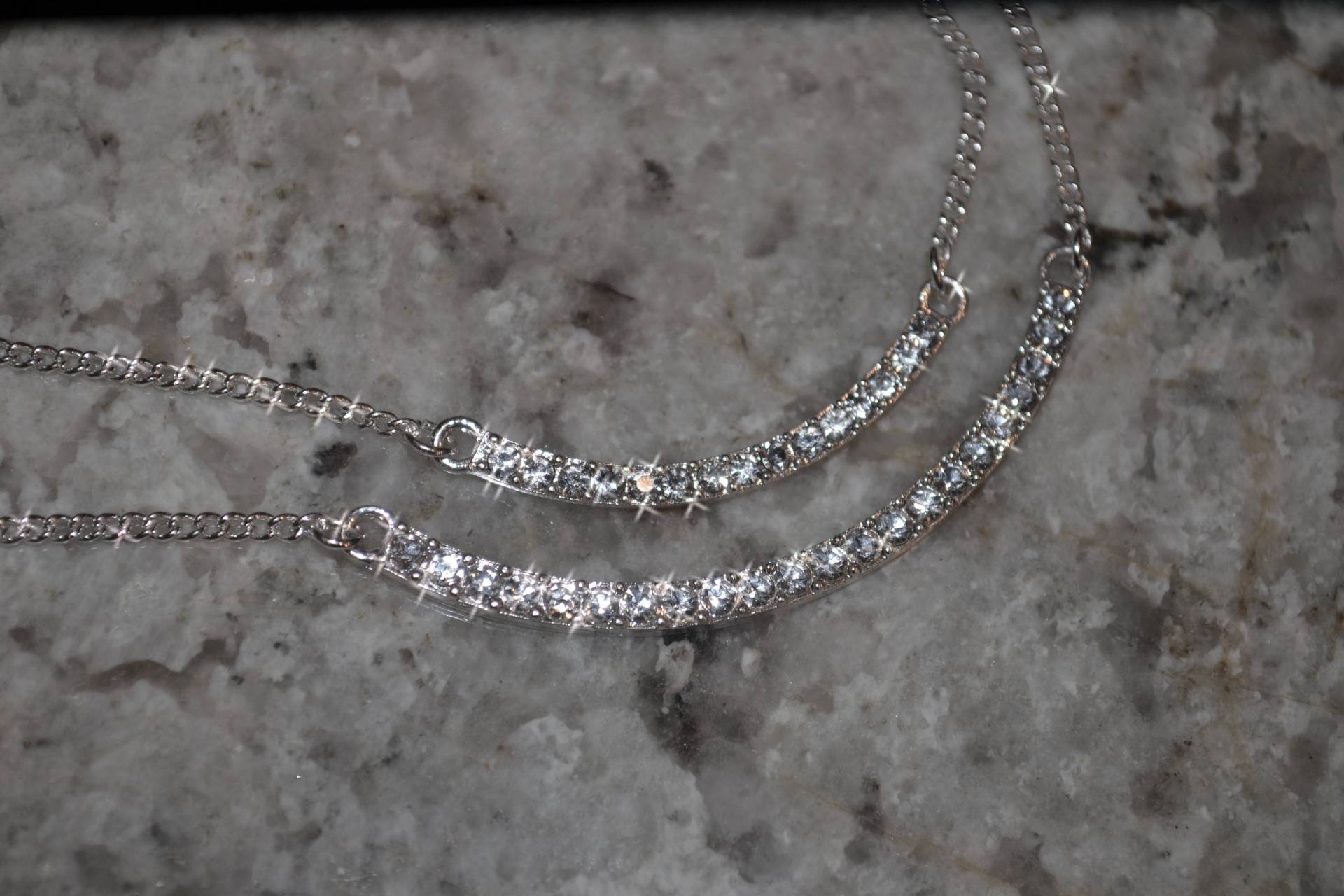 Halbkreis Strass Halskette, Halbkreis, Geschichtete 2 in 1, Silber Kreis, Pave Crystal von OneCharmingTreasure