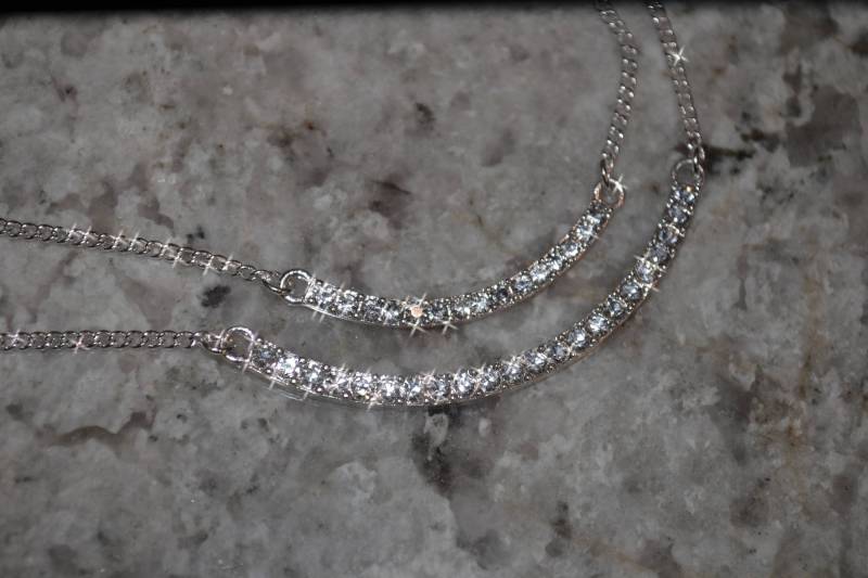 Halbkreis Strass Halskette, Halbkreis, Geschichtete 2 in 1, Silber Kreis, Pave Crystal von OneCharmingTreasure