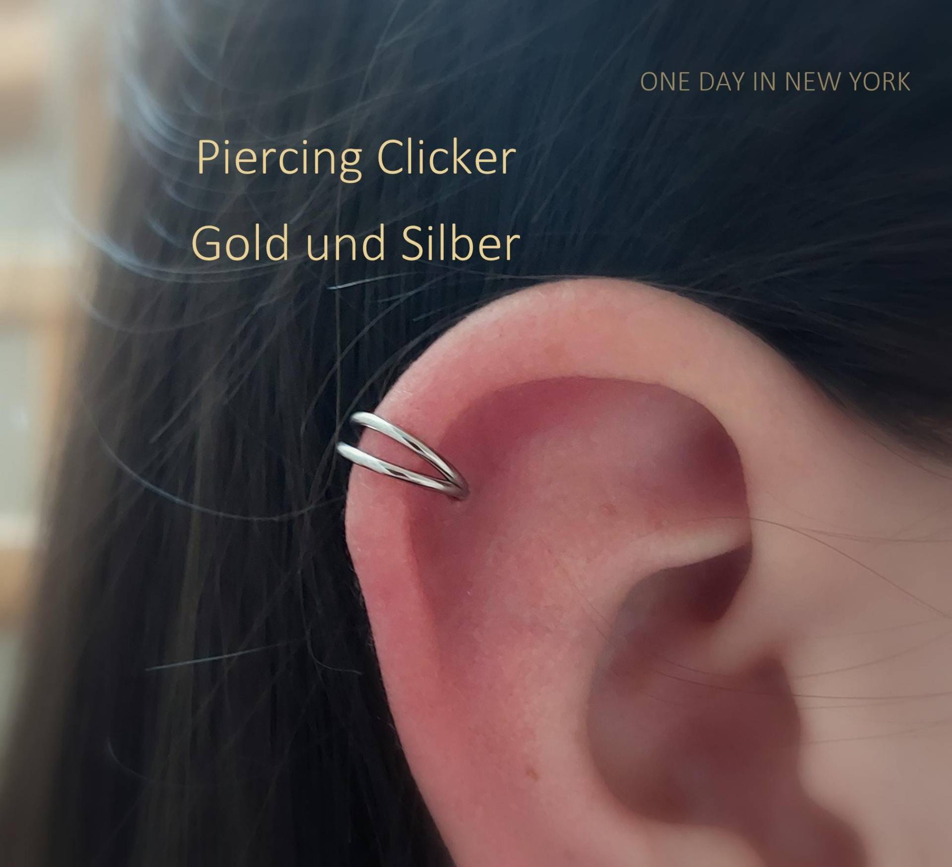 Doppel Piercing Clicker in Gold Oder Silber 6mm, 8mm, 10mm, 16G 18G, Ring, Conch, Lippenringe, Cartilage, Knorpel, Helix, Tragus von OneDayInNewYork