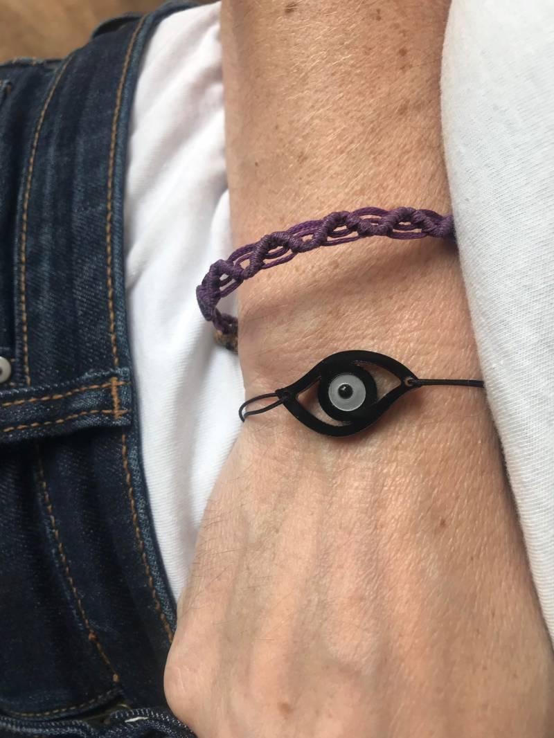 Handmade Schwarz Evil Eye Armband, Boho Amulett Schmuck von OneOffbyM