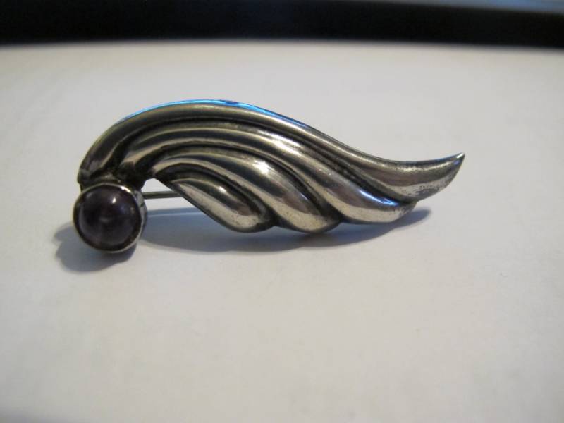 Art Deco Amethyst Flügel Anstecknadel, Sterling Silber Schmuck, Kombinatin Brosche, Haley's Comet Brosche von OnePennyWestern