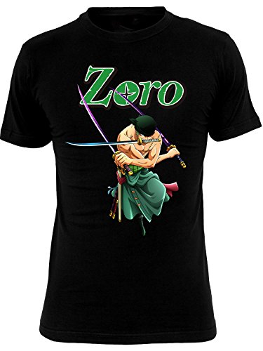 One Piece Herren T-Shirt Roronoa Zoro Anime Baumwolle Schwarz - XL von One Piece