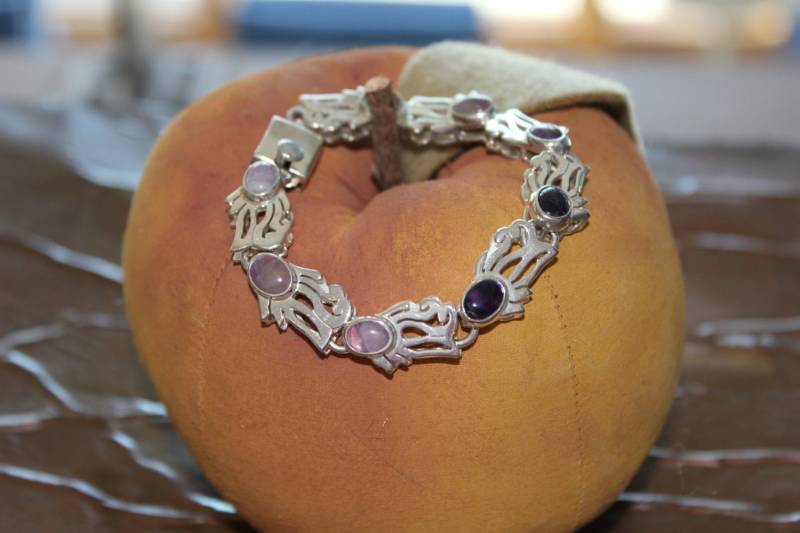 Amethyst Sterling Silber Gliederarmband Amethyst Sterling Silber Gliederarmband von OnePinkDog