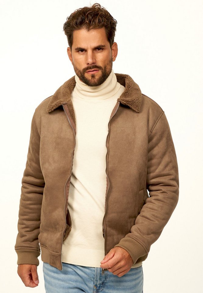 OneRedox Blouson als Weiche Übergangsjacke in Lammfell-Optik Herren Blousonjacke als Winterjacke Bomberjacke von OneRedox