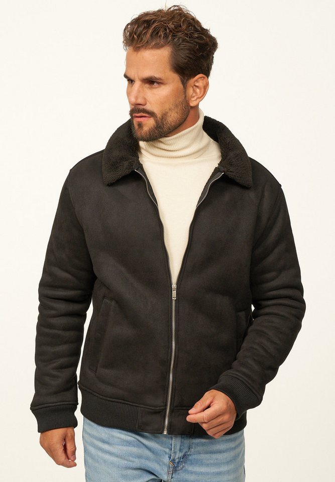 OneRedox Blouson als Weiche Übergangsjacke in Lammfell-Optik Herren Blousonjacke als Winterjacke Bomberjacke OneRedox Blouson als Weiche Übergangsjacke in Lammfell-Optik Herren Blousonjacke als Winterjacke Bomberjacke von OneRedox