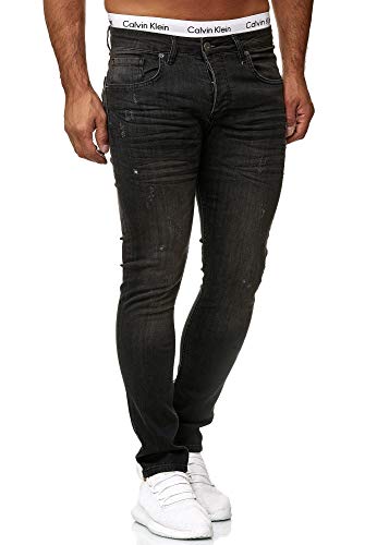 OneRedox Designer Herren Jeans Hose Slim Fit Jeanshose Basic Stretch (38/32 (Fällt eine Nummer Kleiner aus), 606 Light Black Used) von OneRedox
