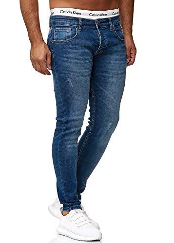 OneRedox Designer Herren Jeans Hose Slim Fit Jeanshose Basic Stretch (40/32 (Fällt eine Nummer Kleiner aus), 614 Light Blue Used) von OneRedox