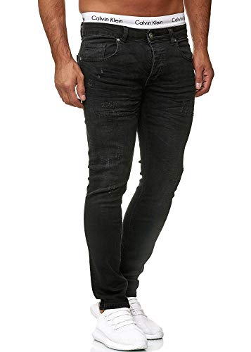 OneRedox Designer Herren Jeans Hose Slim Fit Jeanshose Basic Stretch 603 Midnight Black Used 29/32 von OneRedox