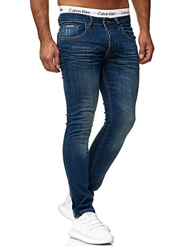 OneRedox Designer Herren Jeans Hose Slim Fit Jeanshose Basic Stretch (38/32 (Fällt eine Nummer Kleiner aus), 608 Heavy Blue Used) von OneRedox