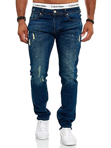 OneRedox Designer Herren Jeans Hose Slim Fit Jeanshose Destroyed Stretch Modell 707 Blau 30 von OneRedox