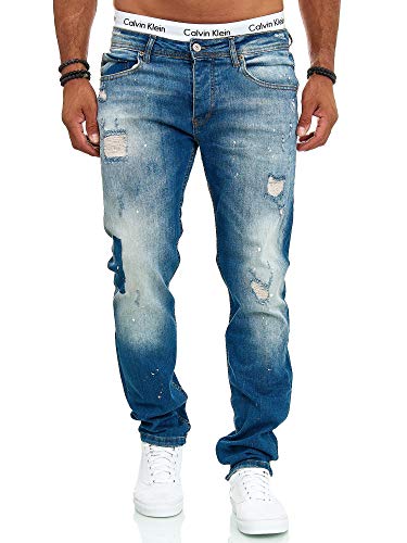 OneRedox Designer Herren Jeans Hose Slim Fit Jeanshose Destroyed Stretch Modell 708 Blau 30 von OneRedox