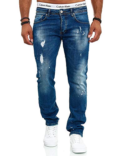 OneRedox Designer Herren Jeans Hose Slim Fit Jeanshose Destroyed Stretch Modell 710 Blau 31 von OneRedox