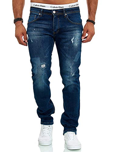 OneRedox Designer Herren Jeans Hose Slim Fit Jeanshose Destroyed Stretch Modell 711 Blau 33 von OneRedox